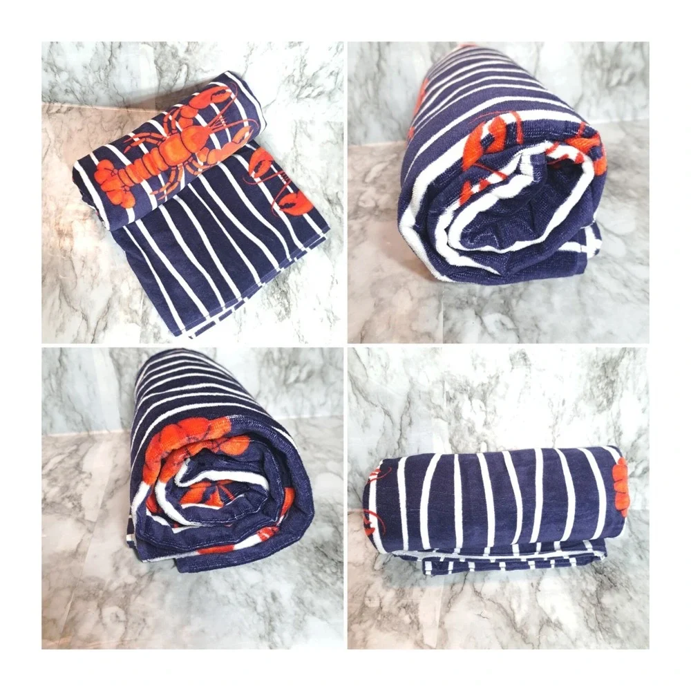 Brooks Brothers Oversized Beach Towel Lobster‎ Print 100% Cotton 36x72 Nautical